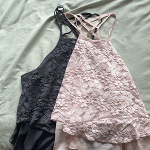 Pink & Grey Halter Tops from Hollister Size Medium